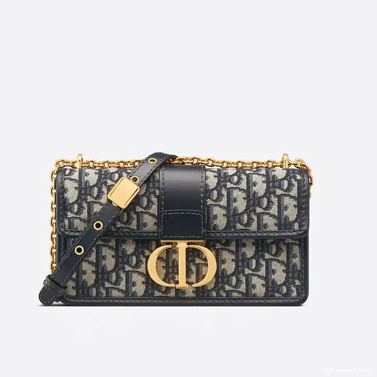 Oblique With Dior Chain Montaigne Canvas Motif 30 Blue East-West Bag 0420 Luxury